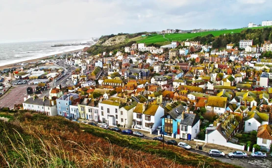 Homes in a coastal town
