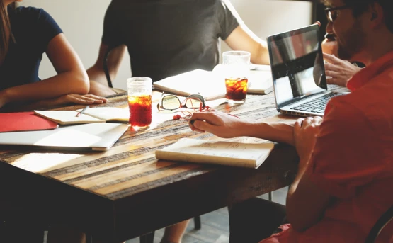People working around a table
