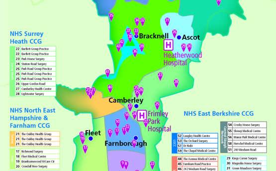 Map of Health Care Centres with their CCGs allocated on the site
