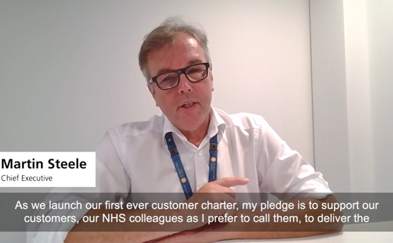 Screenshot from Customer Charter video featuring Chief Executive Martin Steele