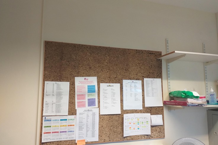 Image of noticeboard in Shepperton Health Centre