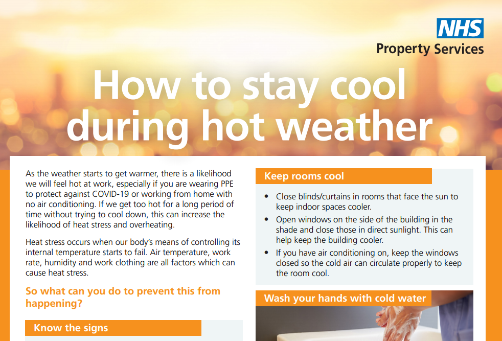 NHS Property Services | How to stay cool during hot weather