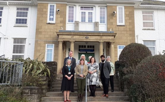 MP for Truro and Falmouth, Cherilyn Mackrory in a group photo outside the newly refurbished Falmouth Hospital. 
