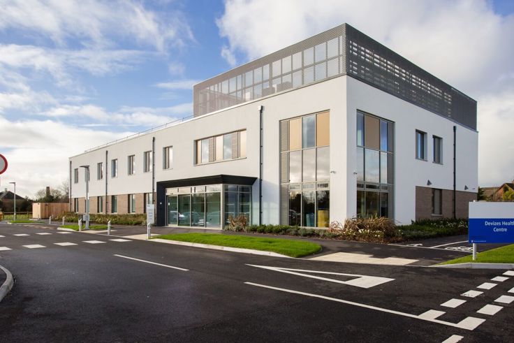 The new two-storey Devizes Health Centre in Wiltshire. The building is one of the country's first net-zero integrated care centres, setting a new standard for health care infrastructure nationwide.