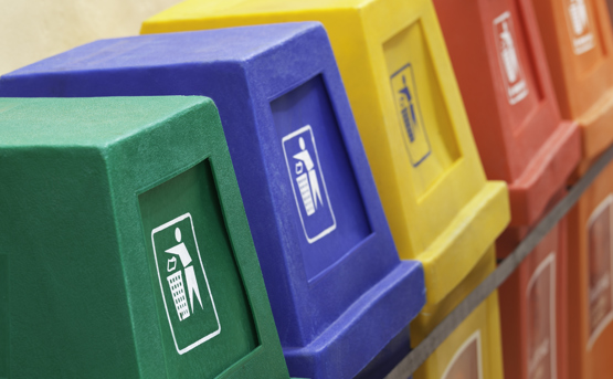 coloured recycling bins waste disposal during covid19