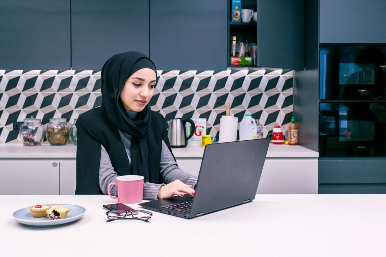 Woman using laptop